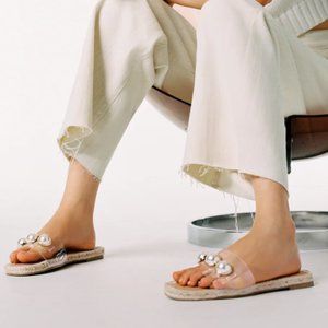 Zara - NEW - Transparent Pearl Sandals - Size 8